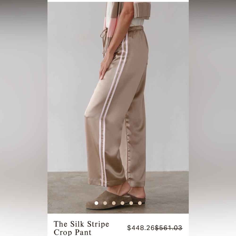 Donni. The Silk Stripe Crop Pant in Shitake sz large